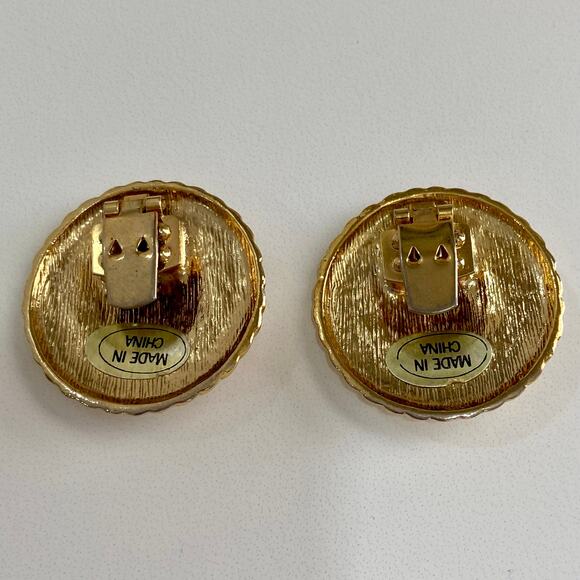 Vintage Nautical Sailor Anchor Navy Enamel Gold Round Shoe Purse Accessory Clips - Picture 4 of 7